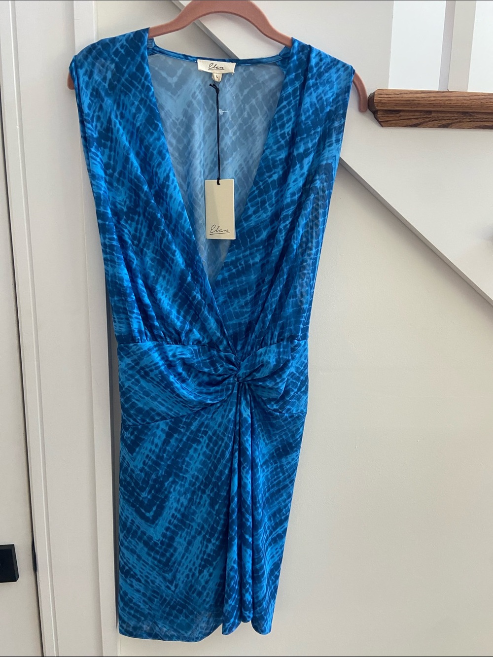 Elan Blue Tie-Detailed Swim Coverup
